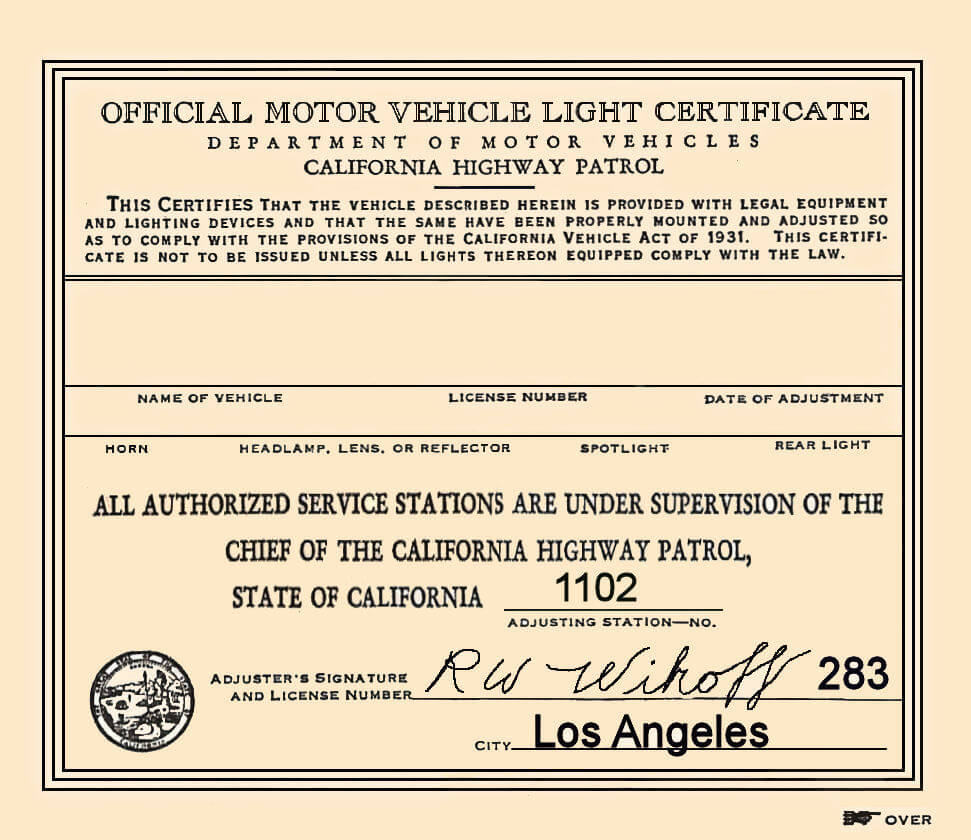1931 California Inspection Sticker